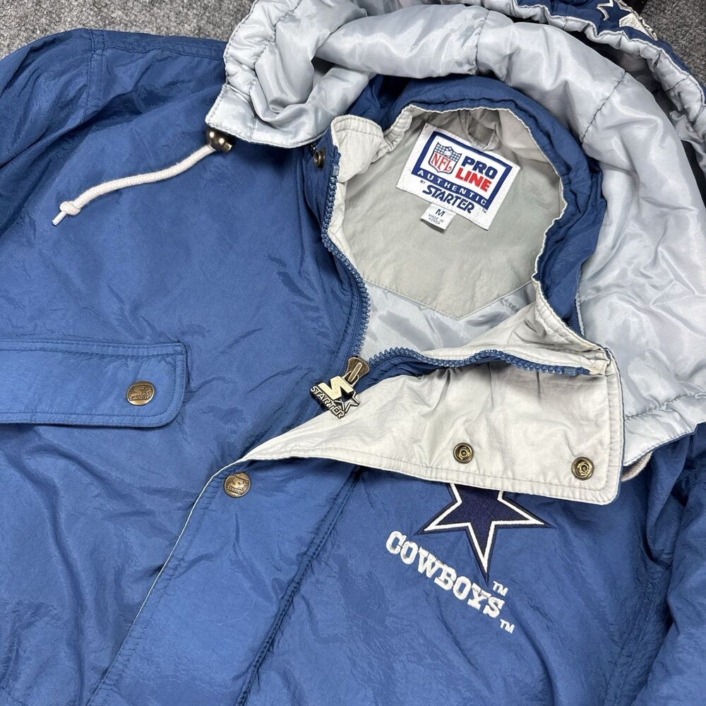 Vintage Starter Pro Line NFL Dallas Cowboys Long Winter Puffer Parka Jacket Med